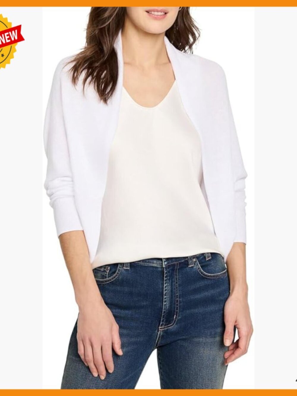 Cotton Cashmere Shrug Cardigan, Open Front, Dolman Sleeve, Midweight